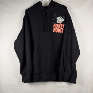 Disney Store Mickey Mouse Men Hoodie Sweatshirt Black 2XL Mickey Face Logo